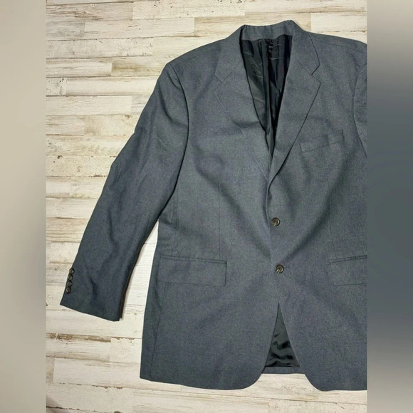 Polo University By Ralph Lauren Men’s Wool Blazer Jacket Gray Solid 46T - Picture 3 of 11